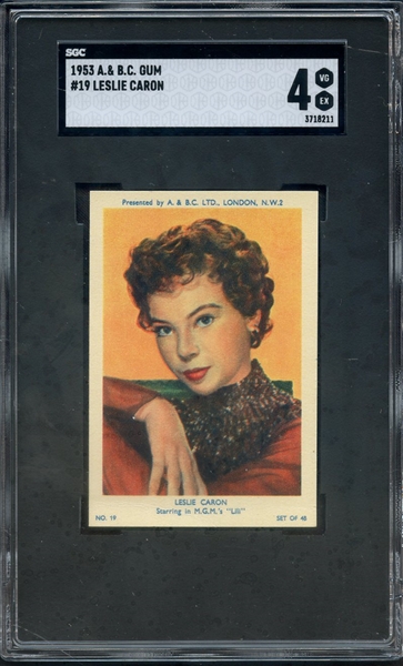 1953 A & BC GUM 19 LESLIE CARON SGC VG-EX 4