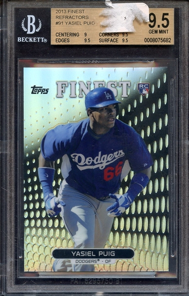 2013 FINEST REFRACTORS 91 YASIEL PUIG BGS GEM MINT 9.5