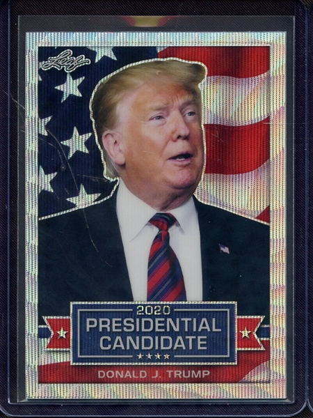 2019 LEAF 2020 PRESIDENTIAL PRISMATIC WAVE SILVER DONALD J. TRUMP