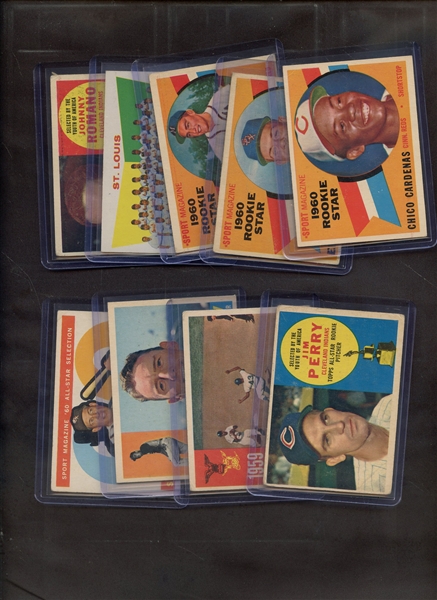 (9) 1960 TOPPS BASEBALL LOT