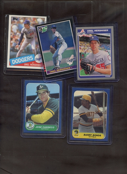 (5) 1985 & 86 ROOKIE LOT HERSHISER BONDS CANSECO