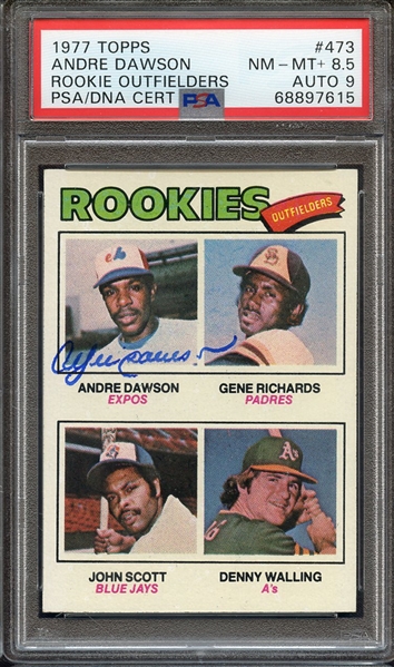 1977 TOPPS 473 SIGNED ANDRE DAWSON PSA NM-MT+ 8.5 PSA/DNA AUTO 9