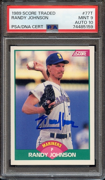 1989 SCORE TRADED 77T SIGNED RANDY JOHNSON PSA MINT 9 PSA/DNA AUTO 10