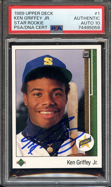 1989 UPPER DECK 1 SIGNED KEN GRIFFEY JR PSA AUTHENTIC PSA/DNA AUTO 10