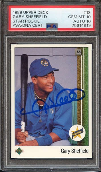 1989 UPPER DECK 13 SIGNED GARY SHEFFIELD PSA GEM MT 10 PSA/DNA AUTO 10