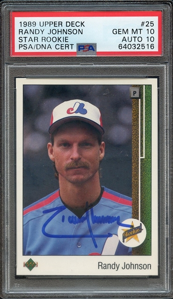 1989 UPPER DECK 25 SIGNED RANDY JOHNSON PSA GEM MT 10 PSA/DNA AUTO 10