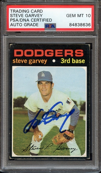 1971 TOPPS 341 SIGNED STEVE GARVEY PSA/DNA AUTO 10