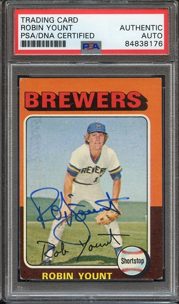 1975 TOPPS 223  SIGNED ROBIN YOUNT PSA/DNA AUTO AUTHENTIC