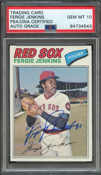 1977 TOPPS 430 SIGNED FERGIE JENKINS HOF 91 PSA/DNA AUTO 10