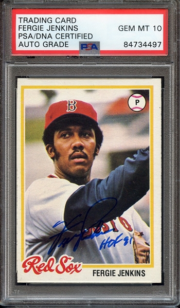 1978 TOPPS 720 SIGNED FERGIE JENKINS HOF 91 PSA/DNA AUTO 10