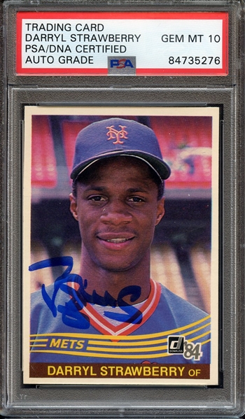 1984 DONRUSS 68 SIGNED DARRYL STRAWBERRY PSA/DNA AUTO 10