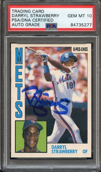 1984 O-PEE-CHEE 182 SIGNED DARRYL STRAWBERRY PSA/DNA AUTO 10