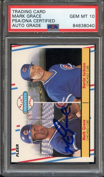 1988 FLEER 641 SIGNED MARK GRACE PSA/DNA AUTO 10