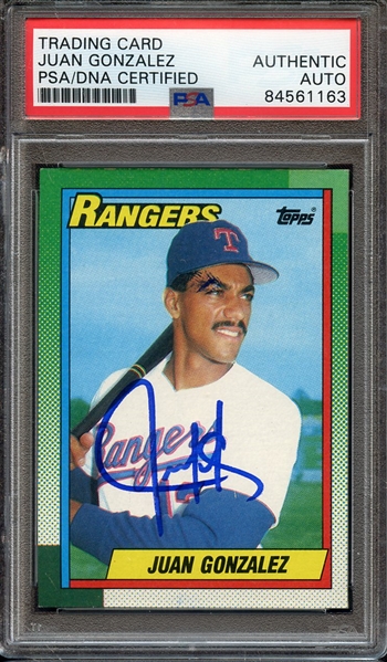 1990 TOPPS 331 SIGNED JUAN GONZALEZ PSA/DNA AUTO AUTHENTIC