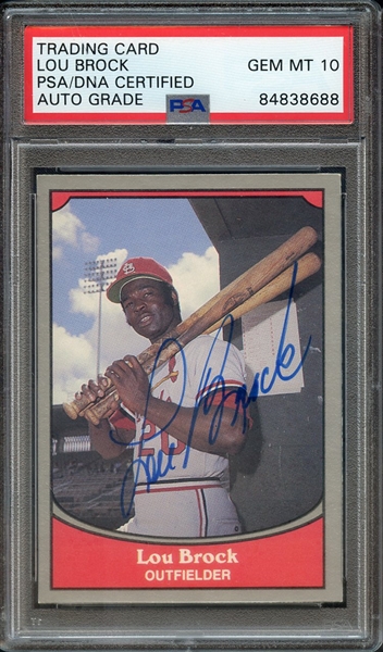 1990 PACIFIC SIGNED LOU BROCK PSA/DNA AUTO 10