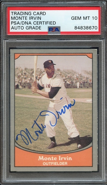 1990 PACIFIC SIGNED MONTE IRVIN PSA/DNA AUTO 10