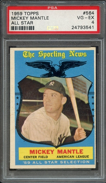 1959 TOPPS 564 MICKEY MANTLE ALL STAR PSA VG-EX 4