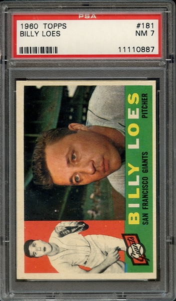 1960 TOPPS 181 BILLY LOES PSA NM 7