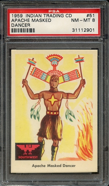 1959 INDIAN TRADING CARD 51 APACHE MASKED DANCER PSA NM-MT 8