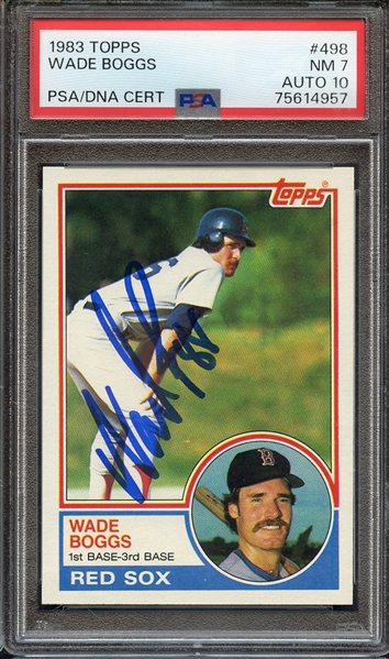 1983 TOPPS 498 SIGNED WADE BOGGS PSA NM 7 PSA/DNA AUTO 10