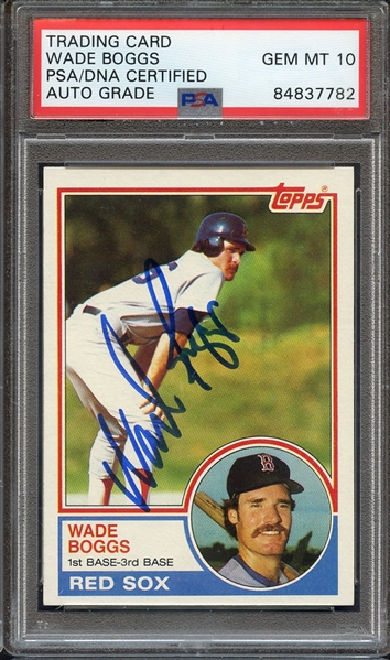 1983 TOPPS 482 SIGNED WADE BOGGS PSA/DNA AUTO 10