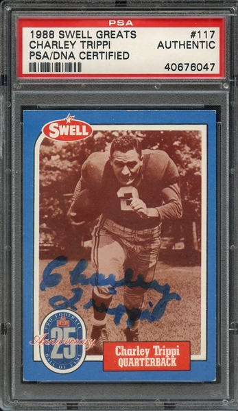 1988 SWELL GREATS SIGNED CHARLEY TRIPPI PSA/DNA AUTO AUTHENTIC