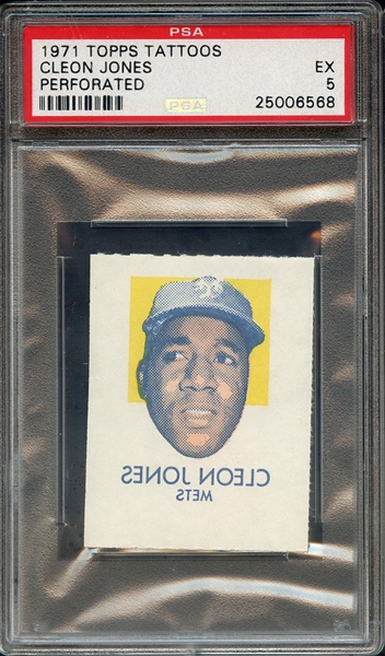 1971 TOPPS TATTOOS PERFORATED CLEON JONES PERFORATED PSA EX 5