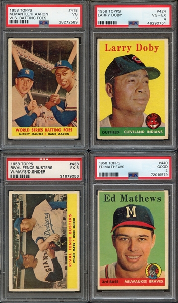 1958 TOPPS COMPLETE BASEBALL SET W/91 PSA GRADED CARDS GOOD TO VG-EX