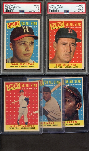 1958 TOPPS COMPLETE BASEBALL SET W/91 PSA GRADED CARDS GOOD TO VG-EX