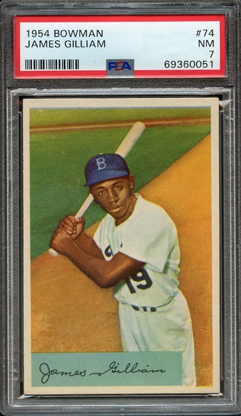 Lot Detail - 1954 BOWMAN 74 JAMES GILLIAM PSA NM 7