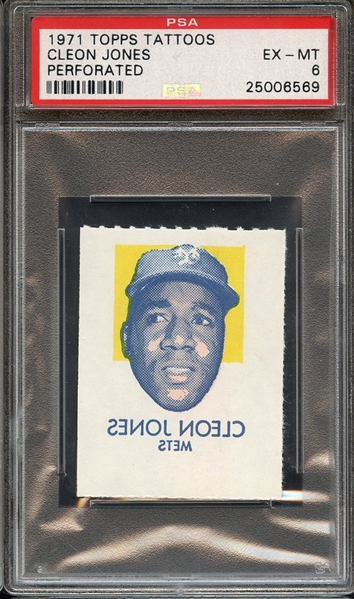 1971 TOPPS TATTOOS PERFORATED CLEON JONES PERFORATED PSA EX-MT 6