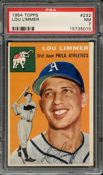 1954 TOPPS 232 LOU LIMMER PSA NM 7