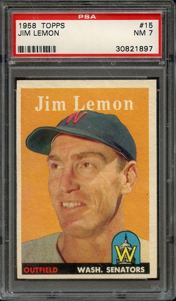 1958 TOPPS 15 JIM LEMON PSA NM 7