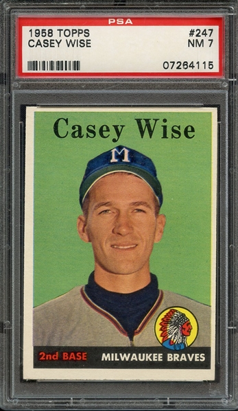 1958 TOPPS 247 CASEY WISE PSA NM 7