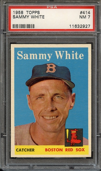1958 TOPPS 414 SAMMY WHITE PSA NM 7