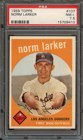 1959 TOPPS 107 NORM LARKER PSA NM+ 7.5