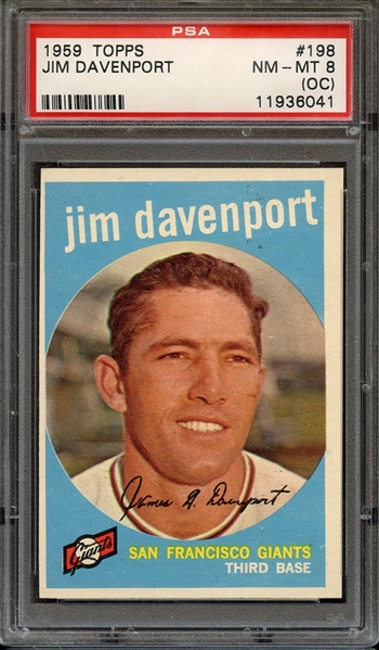 1959 TOPPS 198 JIM DAVENPORT PSA NM-MT 8 (OC)