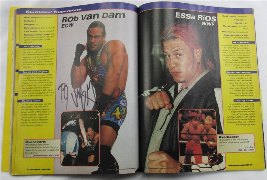 Vince Russo Rob Van Dam Trish Stratus Signed WWE WWF Magazine August 2000 JSA TT37964