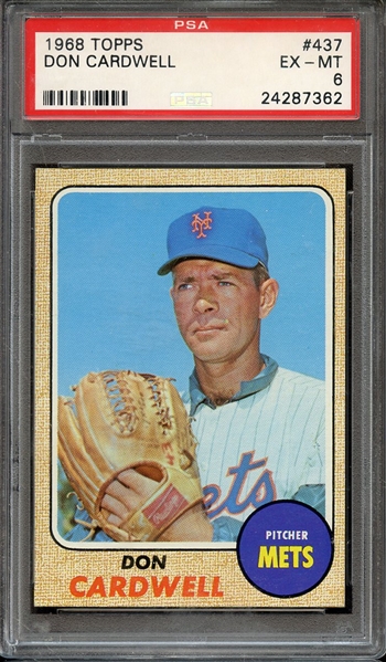 1968 TOPPS 437 DON CARDWELL PSA EX-MT 6