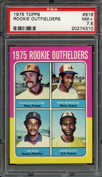1975 TOPPS 616 ROOKIE OUTFIELDERS PSA NM+ 7.5