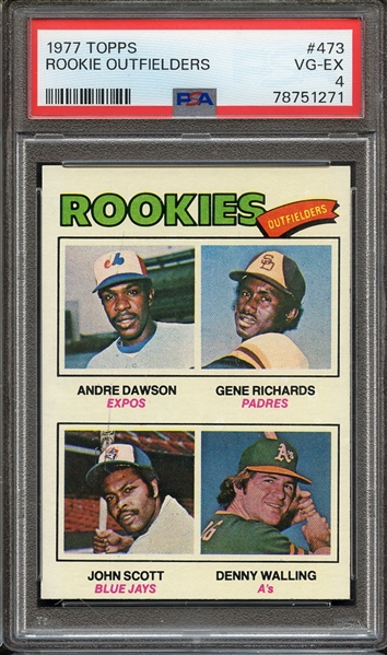 1977 TOPPS 473 ROOKIE OUTFIELDERS PSA VG-EX 4