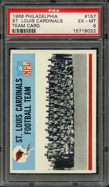 1966 PHILADELPHIA 157 ST. LOUIS CARDINALS TEAM CARD PSA EX-MT 6