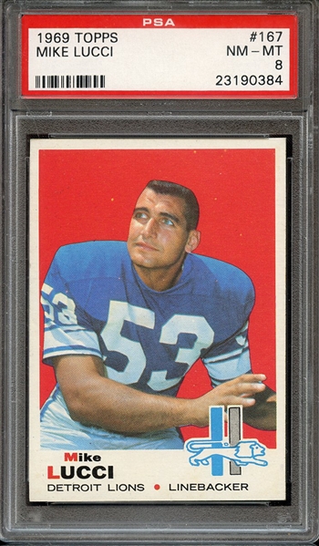 1969 TOPPS 167 MIKE LUCCI PSA NM-MT 8