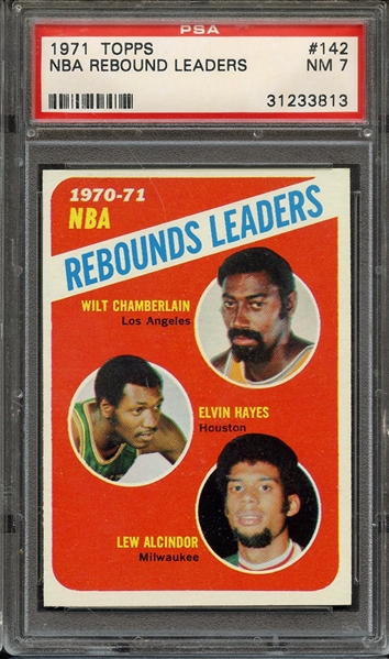 1971 TOPPS 142 NBA REBOUND LEADERS PSA NM 7