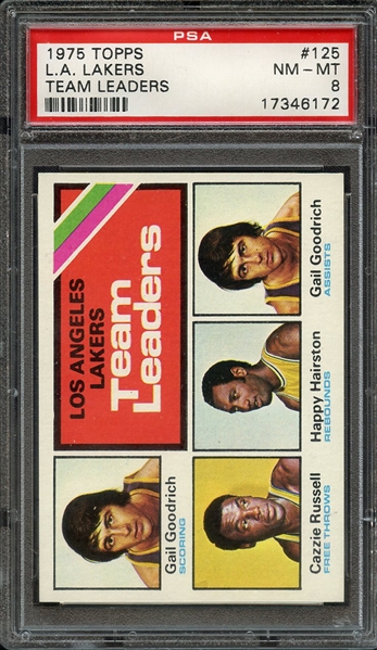 1975 TOPPS 125 L.A. LAKERS TEAM LEADERS PSA NM-MT 8