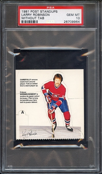 1981 POST STANDUPS LARRY ROBINSON WITHOUT TAB PSA GEM MT 10