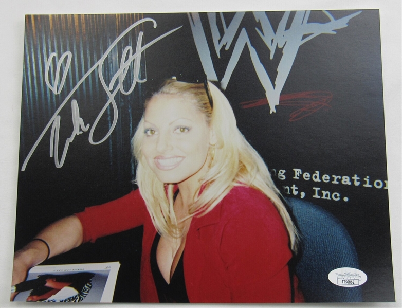 Trish Stratus WWE Diva Signed Auto Autograph 8x10 Photo JSA TT56862