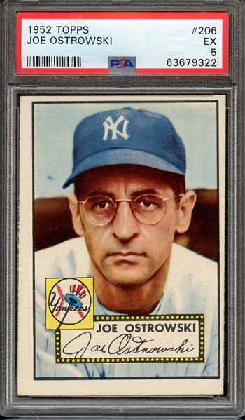 1952 TOPPS 206 JOE OSTROWSKI PSA EX 5