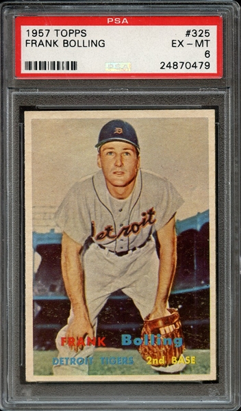 1957 TOPPS 325 FRANK BOLLING PSA EX-MT 6