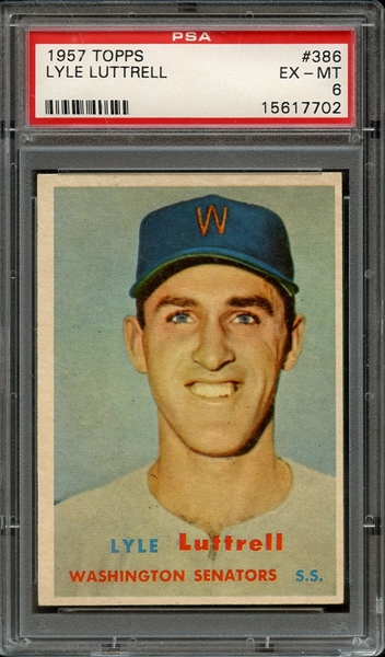 1957 TOPPS 386 LYLE LUTTRELL PSA EX-MT 6